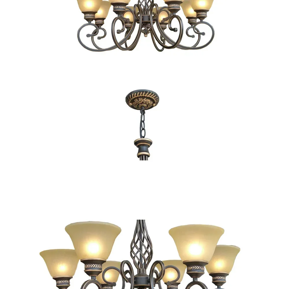 Nordic Retro Chandelier E27 Bulb 110V-220V Suspension Home Lighting Living Loft Style Led Antique Iron Luxury Chandeliers