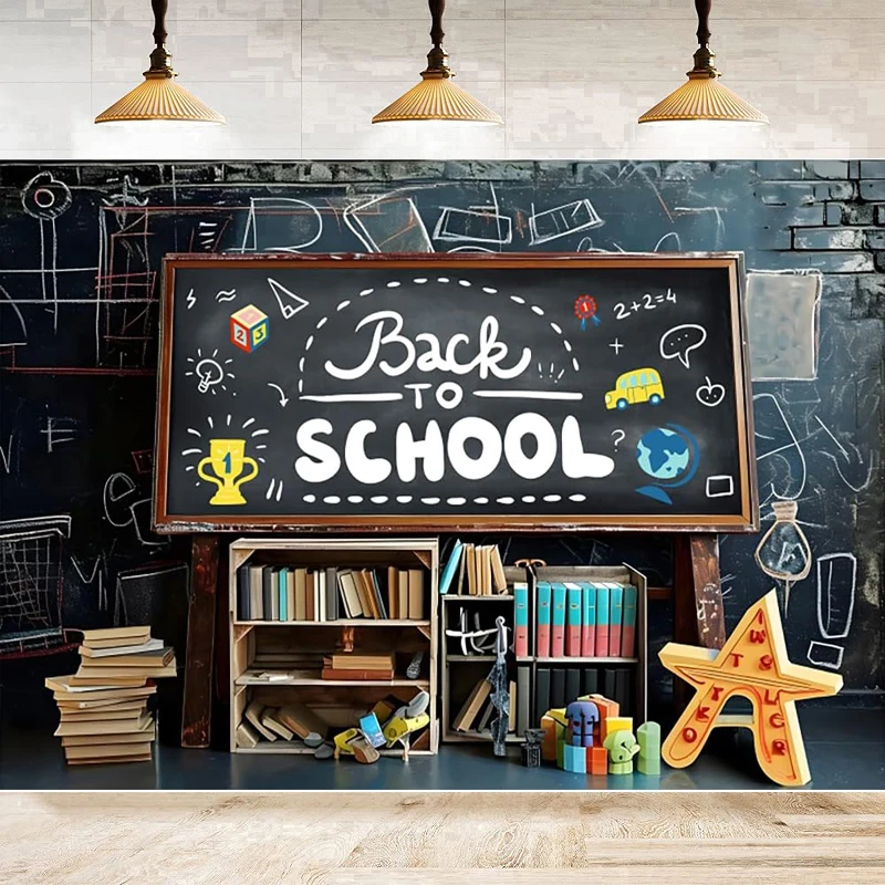Photography Backdrop Back To School Blackboard Chalk Drawing Books Photographic Background Poster For Photo Studio Banner