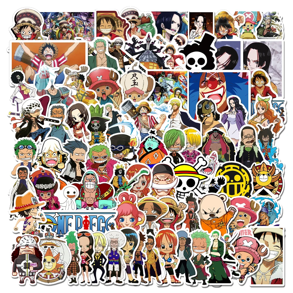 100pcs Anime One Piece Luffy Cartoon Graffiti Stickers Phone Guitar Laptop Notebook Suitcase Waterproof Sticker Kids Toy