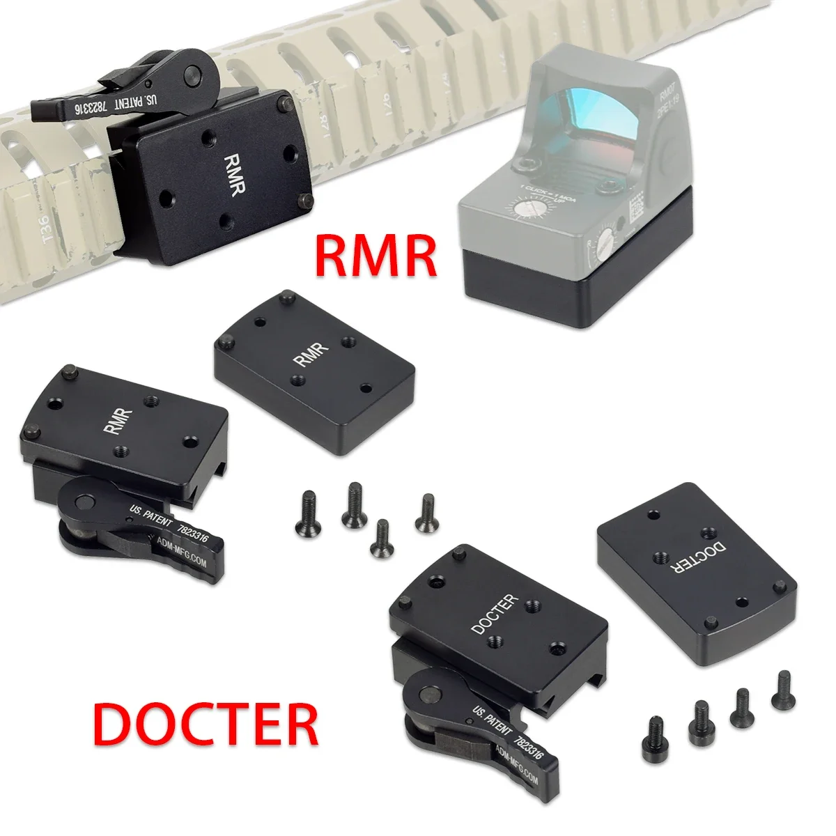 

RMR DOCTER Red Dot Scope Riser Mount Tactical Optics Reflex Sight Riflescope QD Lever Plate For 20mm Rail Airsoft AR15 M4