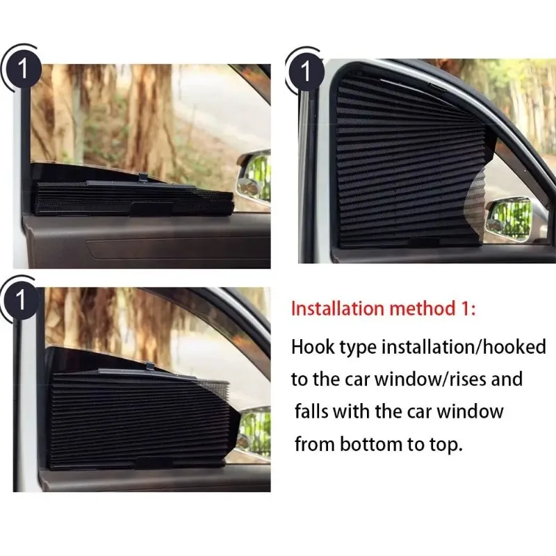 1PCS Car Side Folding Sunshade Retractable Car Front/Rear Window Sunshades Mesh UV Protect Curtain Foldable Auto Truck SunShield