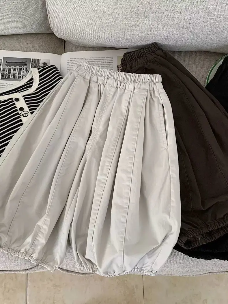 Kids Loose Carrot Pants Elastic Waist Casual Trousers Boys Korean‑Style Baggy Long Pants Autumn Spring Children Bottoms