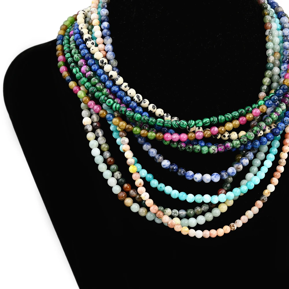 Yumfeel Bohemian Colorful Natural Stone 4mm Round Beads Necklaces Women Summer Friendship Neck Jewelry Fashion Vacation Chokers