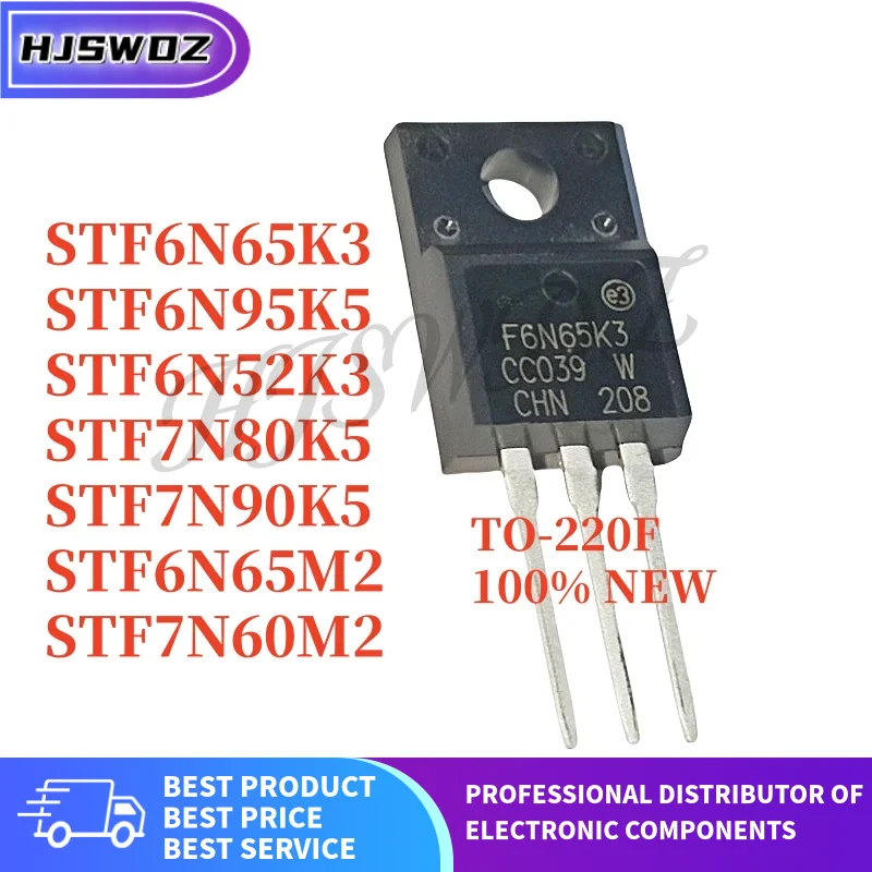 10pcs STF6N65M2 STF6N65K3 STF6N95K5 STF6N52K3 STF7N60M2 STF7N80K5 STF7N90K5 6N65M2 6N65K3 6N95K5 6N52K3 7N60M2 7N80K5 TO-220F