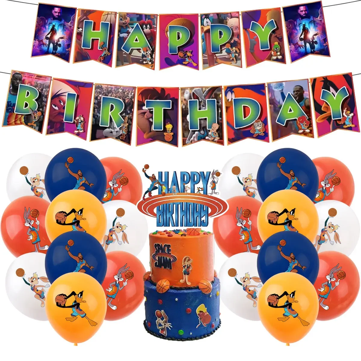 Cartoon Space Jam Birthday Party Decorations Supplies Basketball Star Baby Shower Balloons Party Decor Party Event Children gift