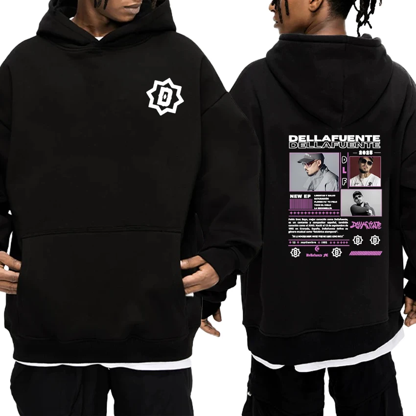

Hot Rapper Dellafuente 2025 Tour Double Sided Print Graphic Hoodie Men Women Long sleeve Hip Hop Style Fleece Sweatshirt Unisex