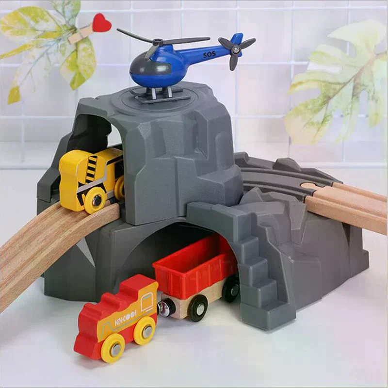 double tunnel wooden train track toy accessories for tunnel track train Plastic