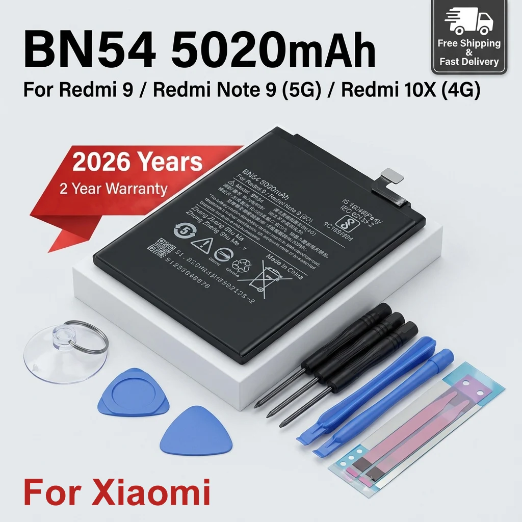 

Compatible For Xiaomi Redmi Note 9 5G Note9 Redmi 9 10X 4G Replacement Battery BN54 High Capacity Phone Power