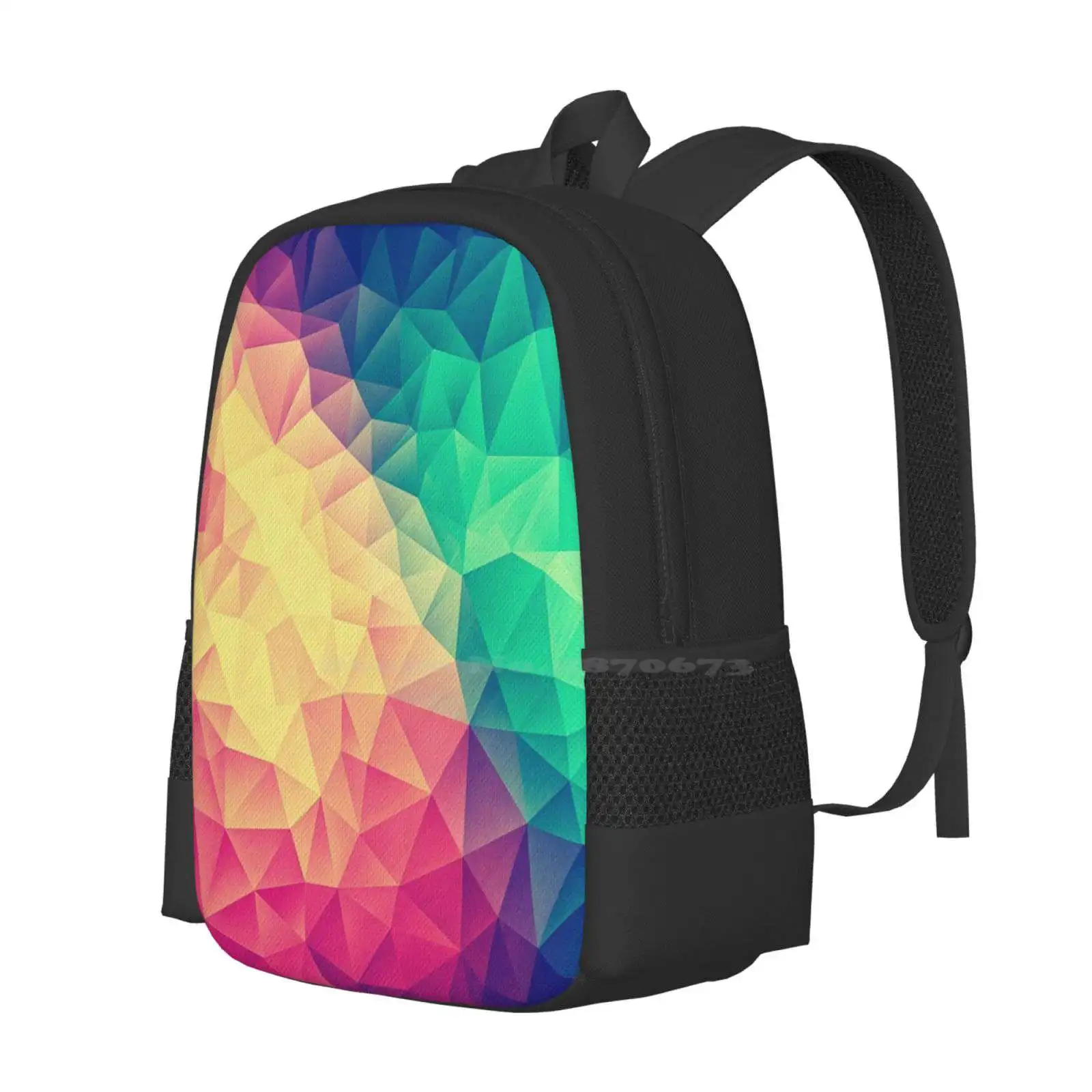 Mochila multicolor de polígono abstracto, diseño Lgbt de orgullo triangular de polietileno bajo, bolsos coloridos de moda, gran oferta