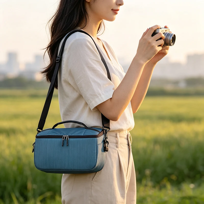 Portable Side-Pressed Photography Bag, Highly Functional Camera Bag with Strong Storage Capacity, Waterproof Shoulder Bag