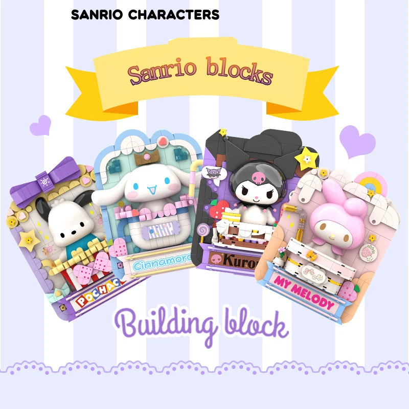 Neue Sanrio Anime Kuromi Druckgrafik Serie Baustein Cartoon Cinna moroll Studie Ornamente Kinder sammlung Spielzeug Geschenke