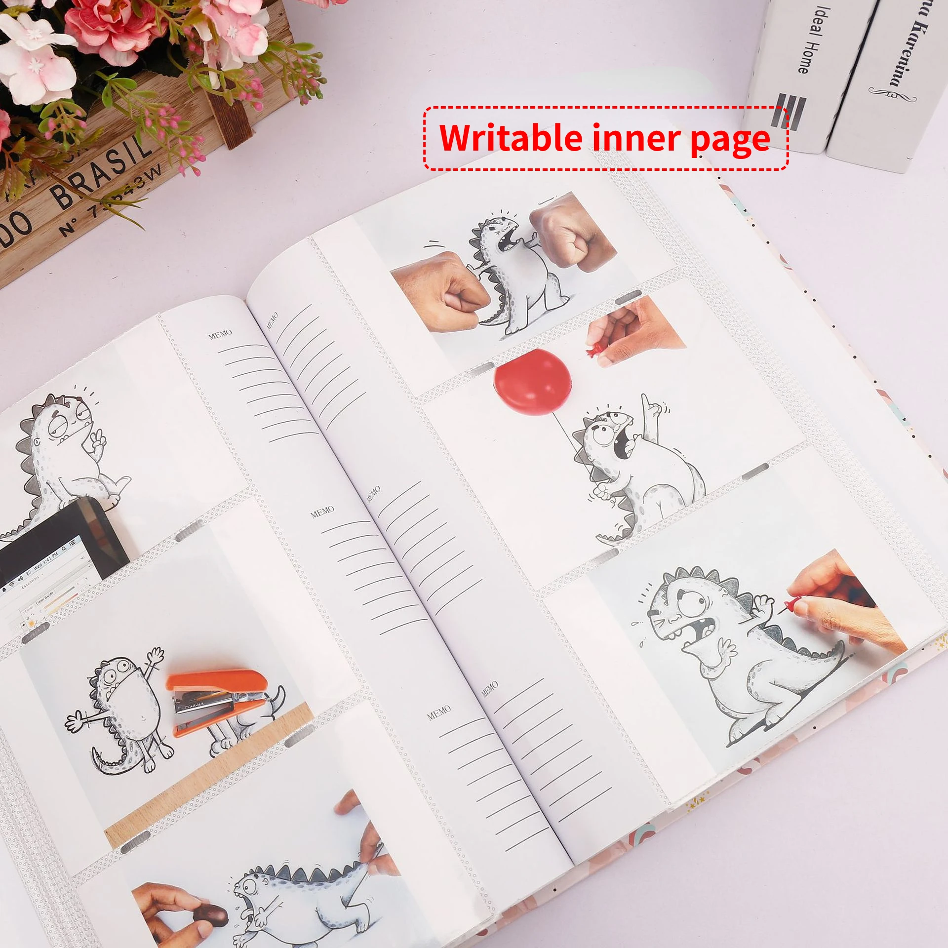 6 Inch 300pcs Photo Albums Children Growth Memorial Booklet Creative Interleaf Type Home Album Writable Inner Page