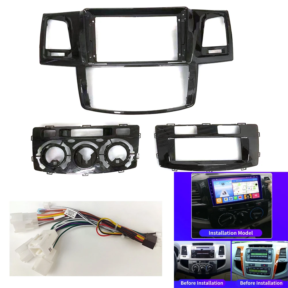 

9 inch Car DVD Frame Audio Dash Trim Kits Facia Panel Radio Player screen 2 Din For Toyota Hilux Fortuner 2005-2007 Panel Kit