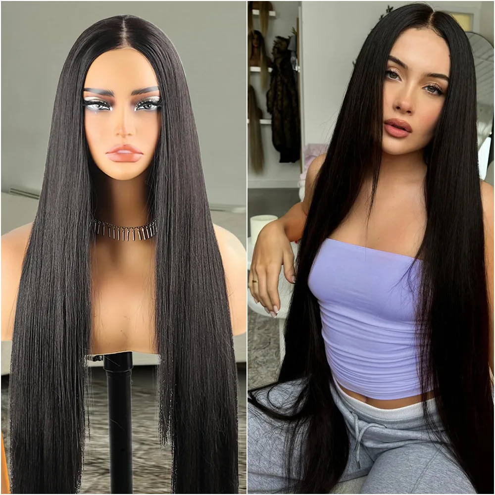 

38 40 дюймов 13x6 HD Прозрачные передние кружевные прямые парики из натуральных волос Предварительно выщипанные бразильские фронтальные парики для женщин Плотность 200%