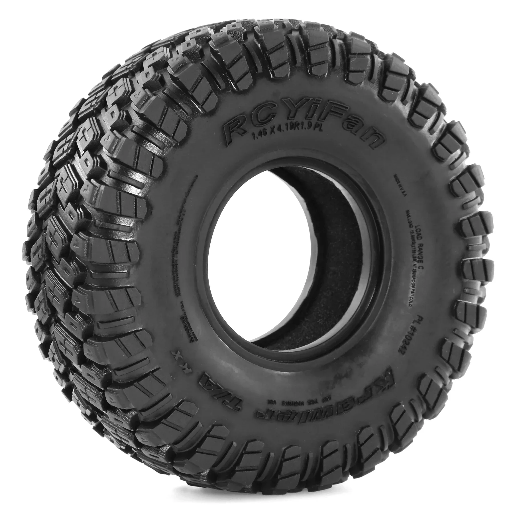 Neumáticos de goma Voodoo KLR de 1,9" 4 piezas para camión trepador de control remoto Axial SCX10/TRX4 - 1:10 (116x45 mm) -Compatible con Tamiya, D90, TF2, MST