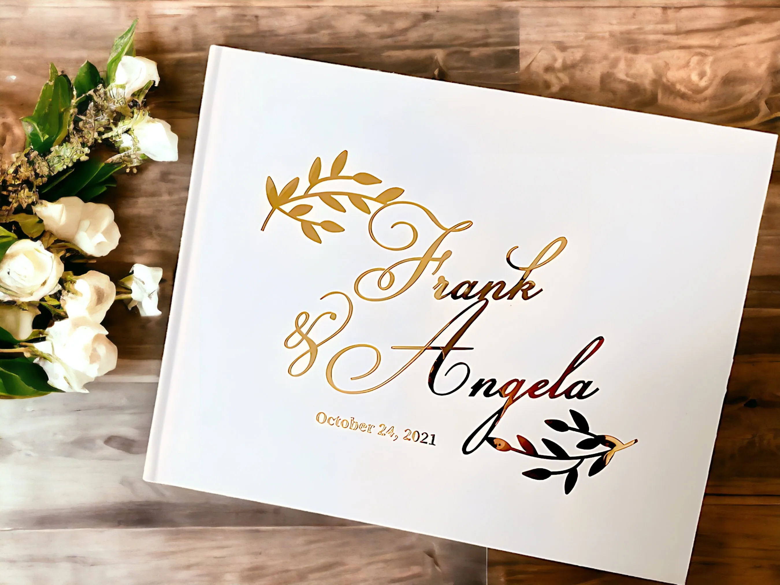 Personalized White Wedding Guest Book Engagement Photo Album Perfect Wedding Gift for Her Memory Scrapbook Wedding Keepsake Gift