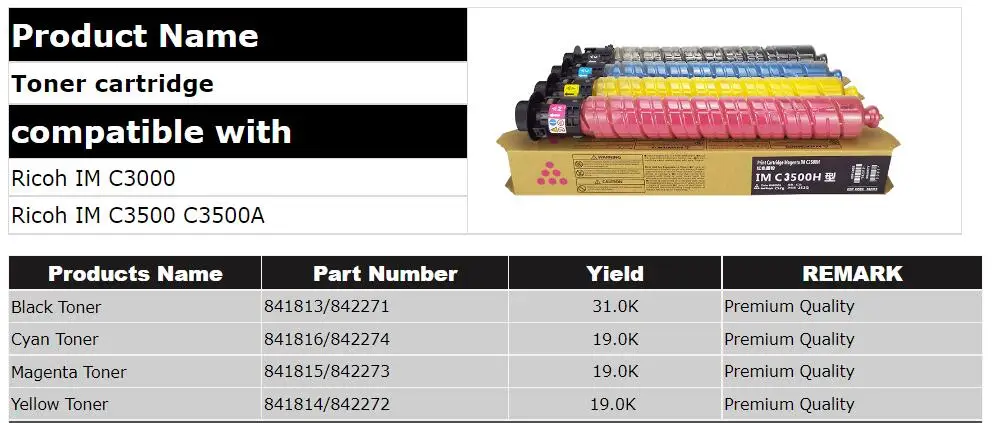 Compatible for Ricoh IMC3000 Toner Aficio IMC3500 IM C3000 C3500 IMC 3000 3500 3500A Printer Copier cricut joy