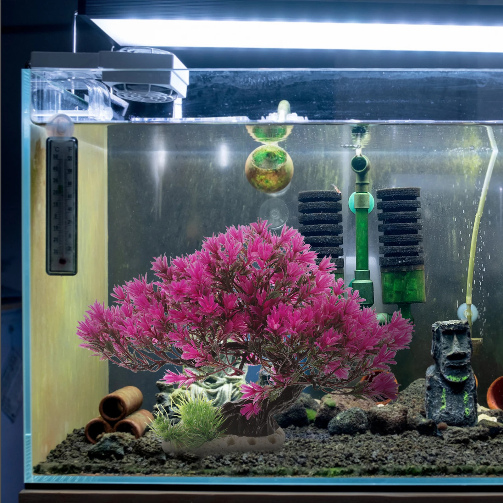 

Fake Aquatic Plant Aquarium Decoration Plastic Water Plants Fish Tank L scaping Tree LMC29 Purple Green Leaves Pet Fish Hiding