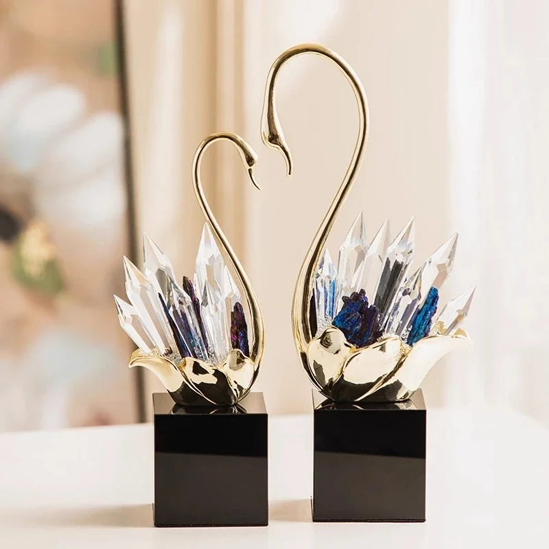 Creative Crystal Swan Ornament Light Luxury High-end Crystal Little Swan Housewarming Gift Living Room TV Cabinet Decoration