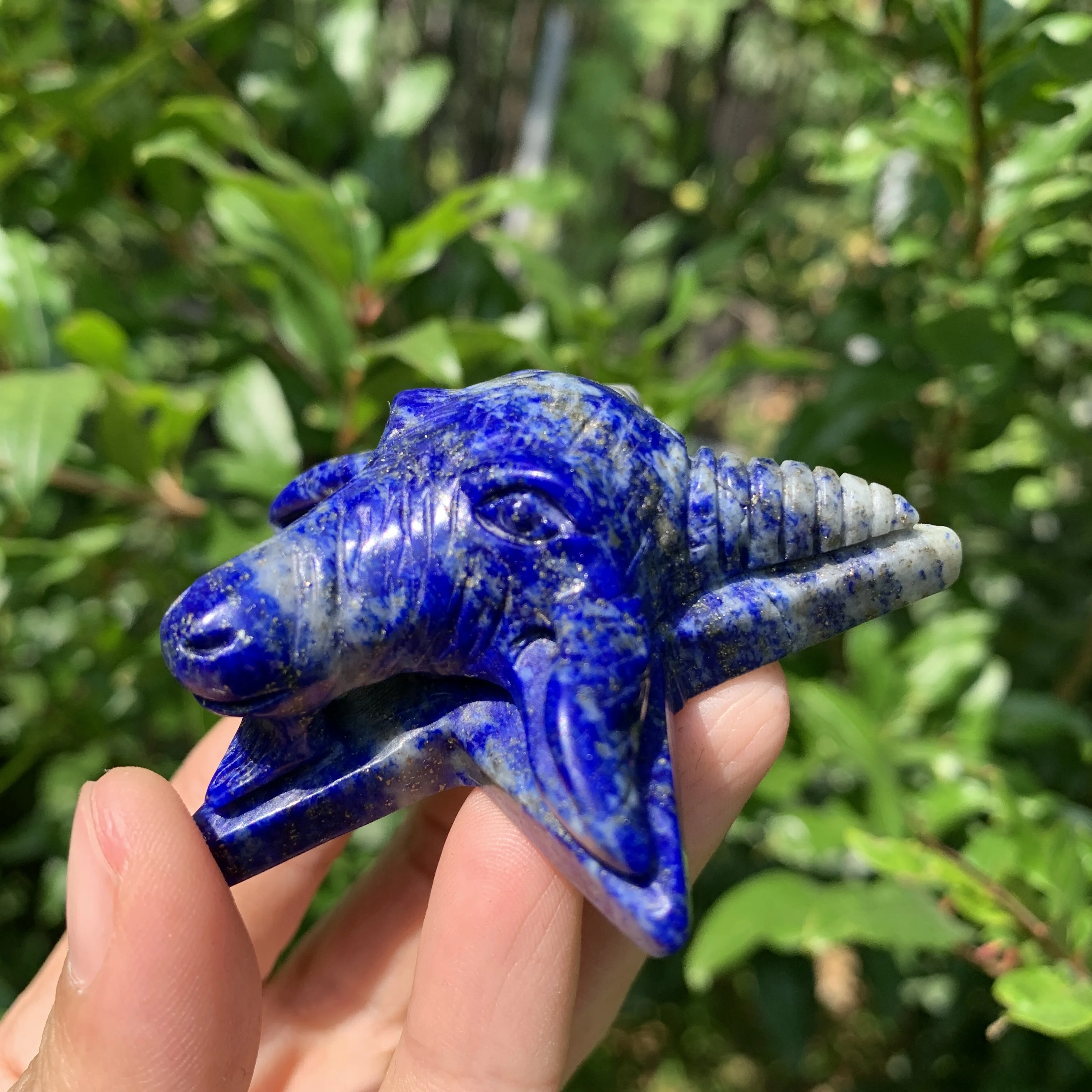 Natural Lapis lazuli carved sheep's head Figurine Ornament