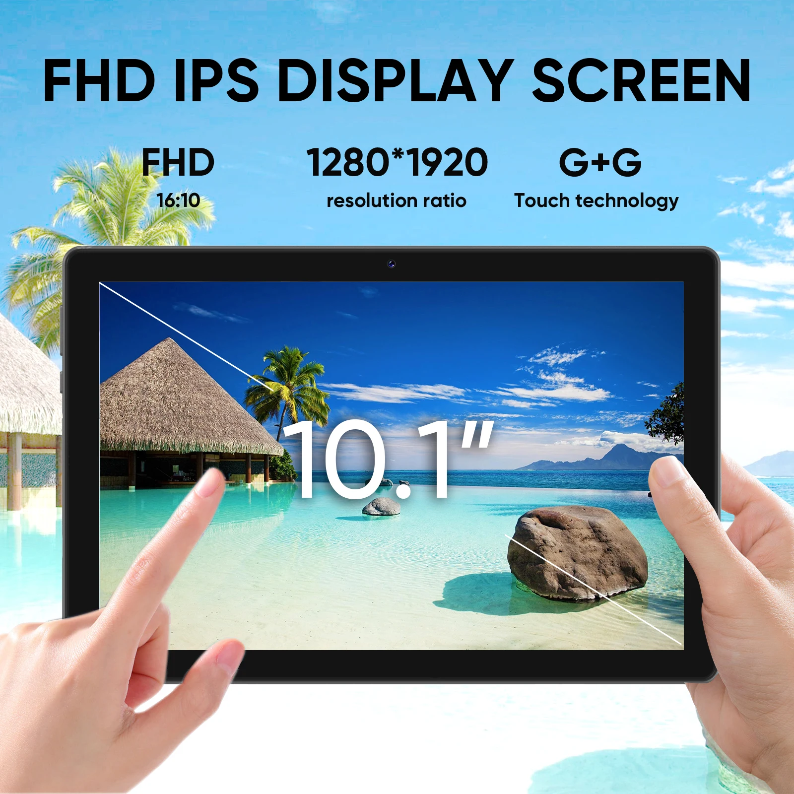 Tablet I-Atar Android 12 de 10 polegadas, processador quad-core, 4 GB de RAM, 64 GB de ROM, tablet expansível de 128 GB, tela sensível ao toque de alta definição