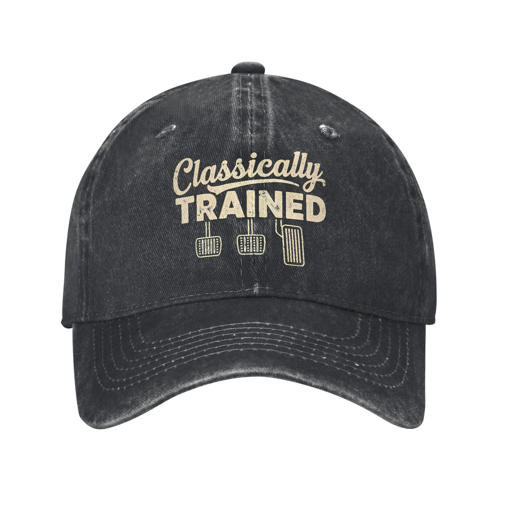 Classically Trained Manual Car Pedals Baseball Caps Distressed Denim Washed Driving Humor Sun Cap Unisex Outdoor Summer Soft Hat
