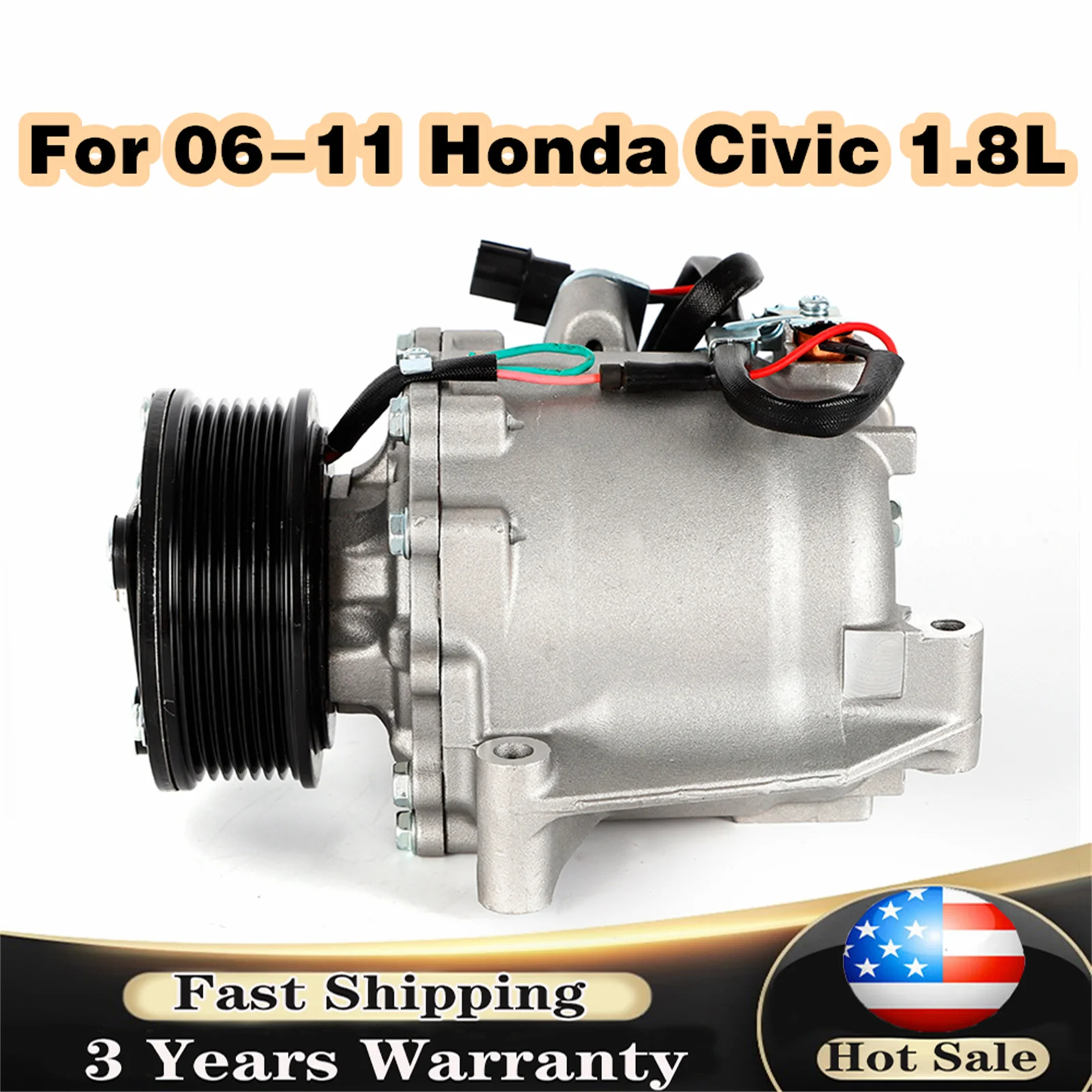 CO4918AC /38810RNAA02 AUTO CAR Air Conditioner Compressor & Clutch for Honda Civic 1.8L 2006 2007 2008 2009