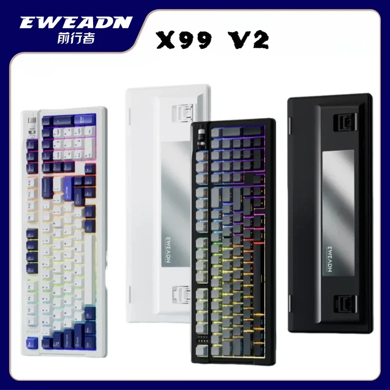 

EWEADN X99v2 Mechanical Keyboard Wireless 3Mode Bluetooth Keyboard PBT Keycaps RGB Hot Swap Custom Gaming Keyboard PC Gamer Gift