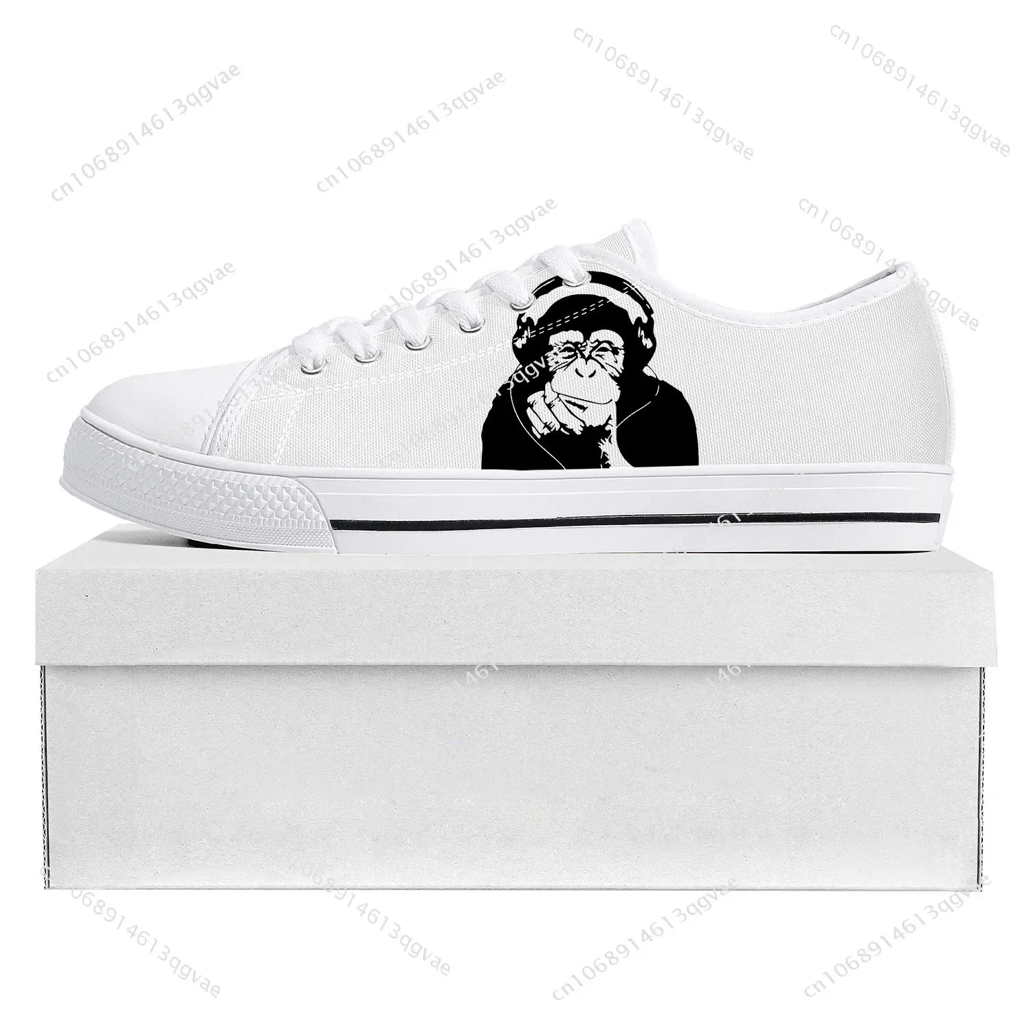 

Banksy Thinking Chimp Low Top High Quality Sneakers Mens Womens Teenager Canvas Sneaker Casual Couple Shoes Custom Shoe White