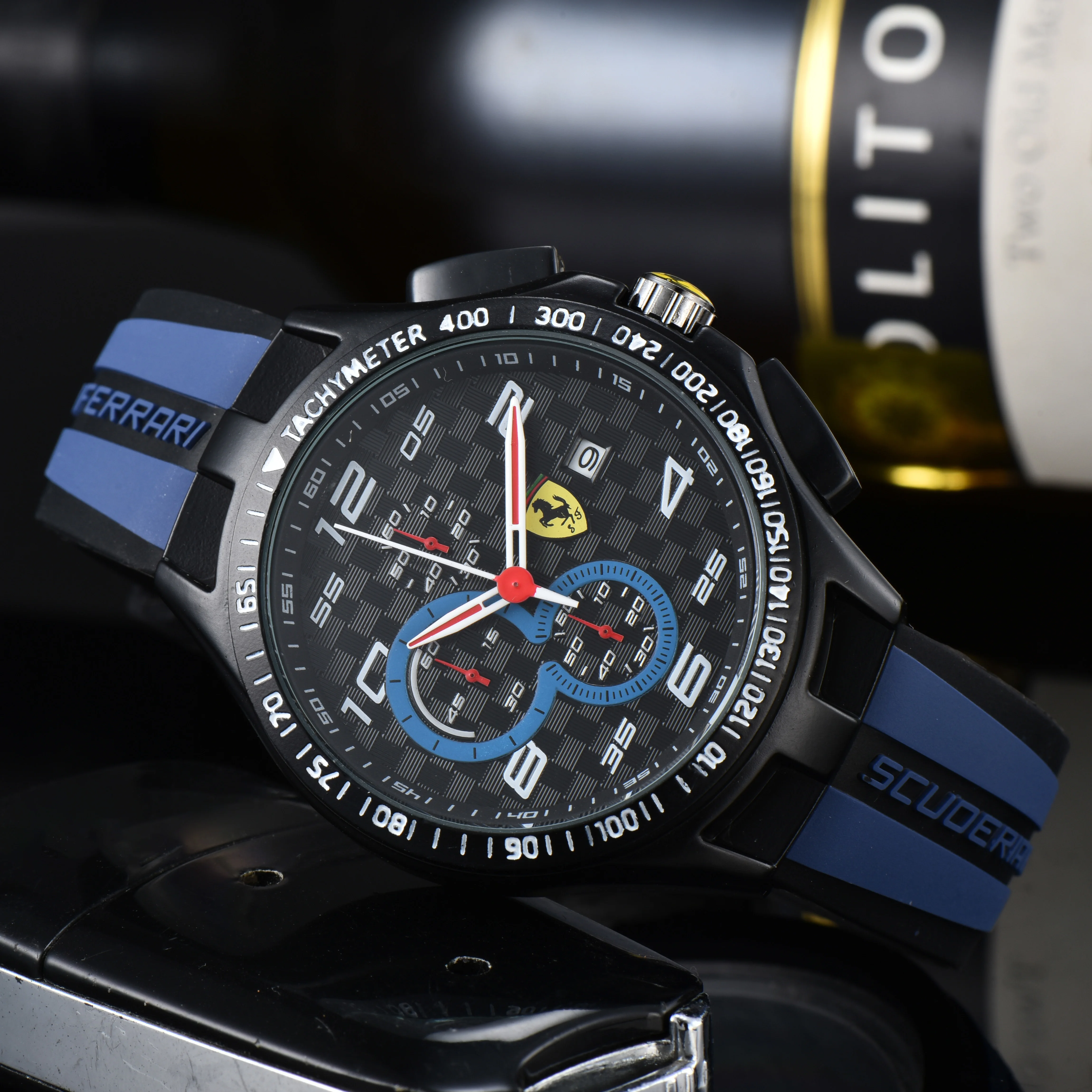 لفيراري سبورت ساعة كوارتز رجالية LED عرض مزدوج التقويم رجالي ساعات رقمية مقاوم للماء مضيئة كرونوغراف رجل ساعة