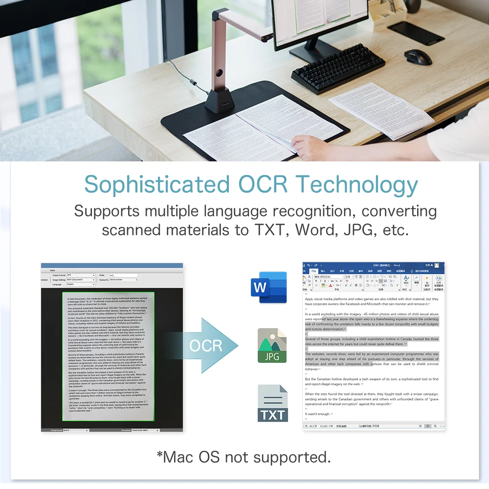 ماسح مستندات A3 احترافي قابل للطي بدقة 13 ميجابكسل مع سرعة عالية OCR للاستخدام التجاري المكتبي