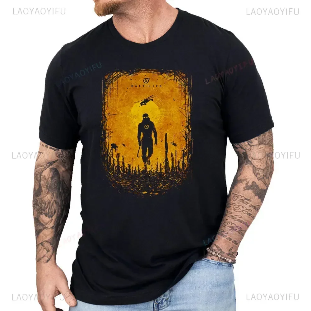 Half Life Game Rise Shine T-Shirt Grafik Herren T-Shirts Sommer Baumwolle Tops O-Ausschnitt T-Shirt Half Life Shirt für Gaming-Enthusiasten T-Shirt