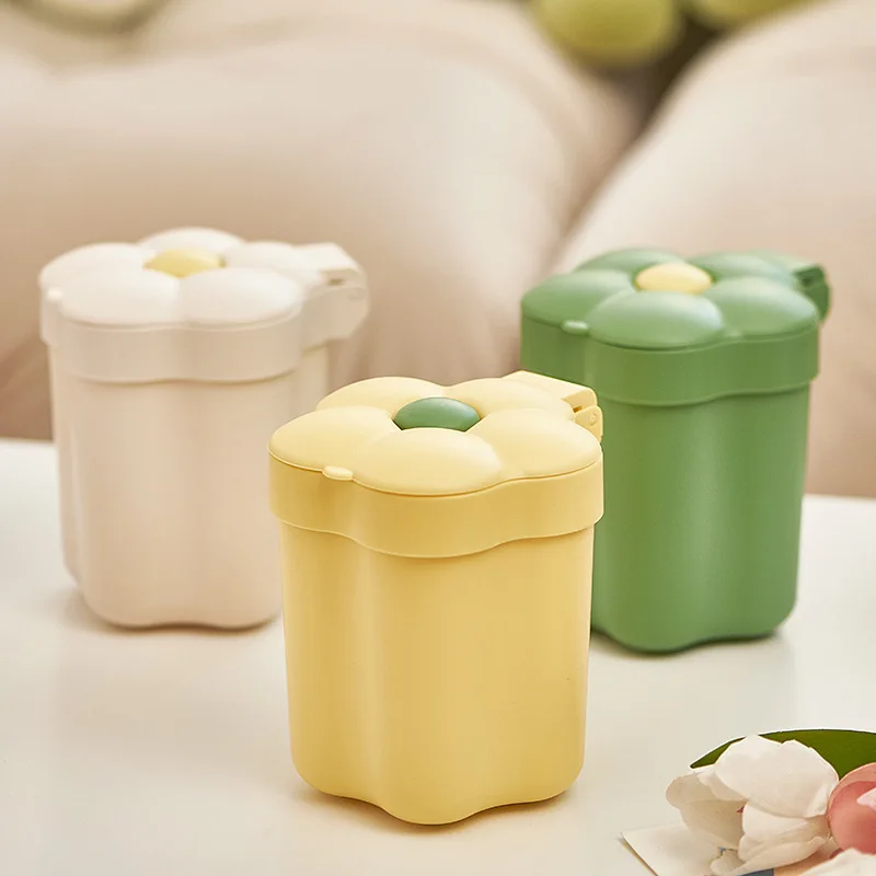 Desktop-Aufbewahrungs-Mülleimer, Kleiner Haushaltsmülleimer im Sonnenblumen-Design mit Deckel, Offener Abfalleimer fürs Schlafzimmer