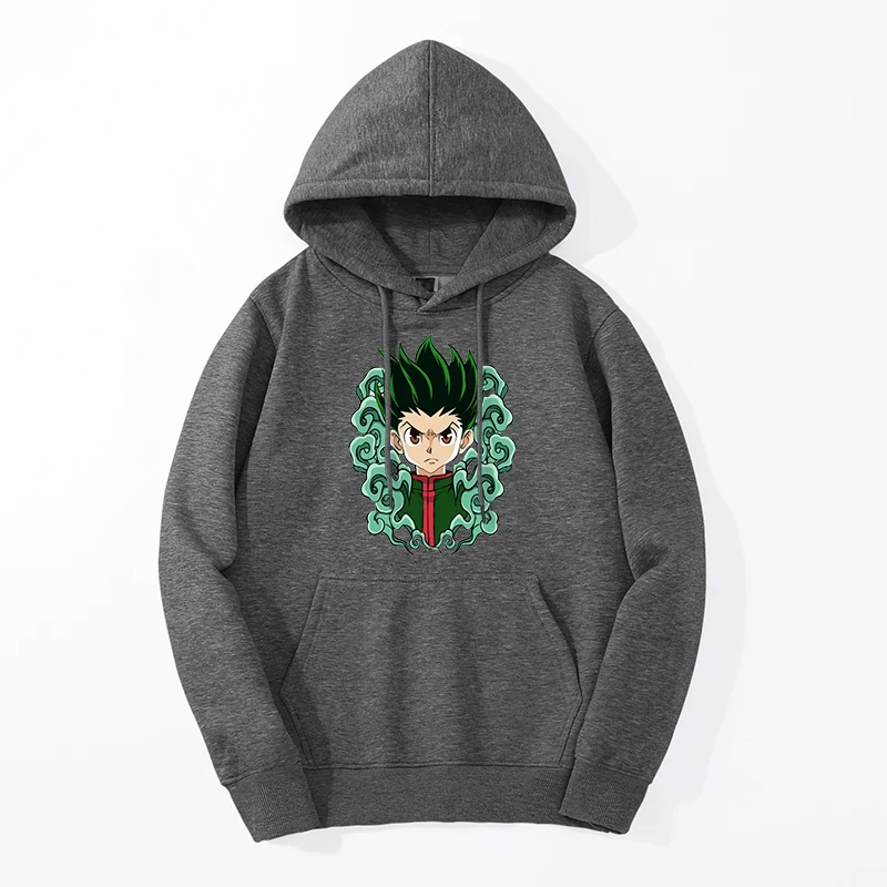 HUNTER×HUNTER Anime Male Fleece Hooded Sweatshirts Hoodie Casual Warm HxH Killua Zoldyck Gon Freecss Hip Hop Hoodie Sudadera