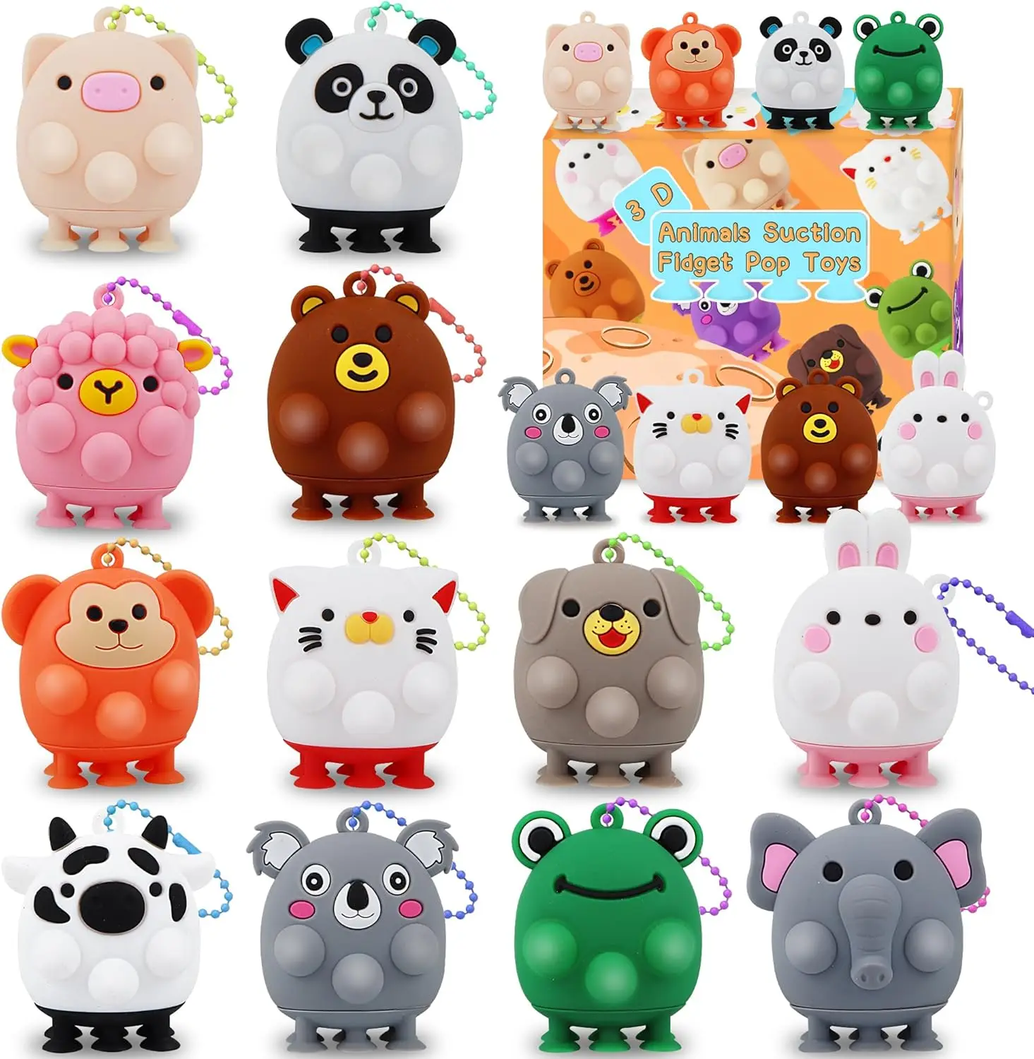 

24 PCS Party Favors for Kids,3D Animal Pop Toys,Goodie Bags Stuffer,Pinata Stuffer Carnival Prizes,Fidget Toys Bulk,Treasure Box