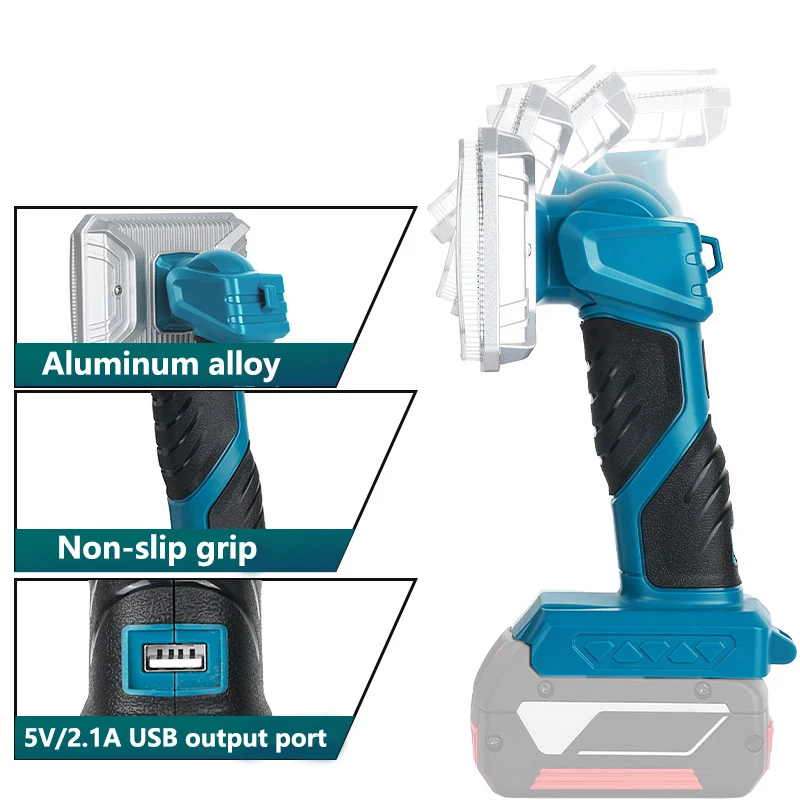 

2000lumen LED Work Light Flashlight for Bosch 18V Lithium Battery BAT618 BAT609G Portable Lantern Spotlight Emergency Lighting