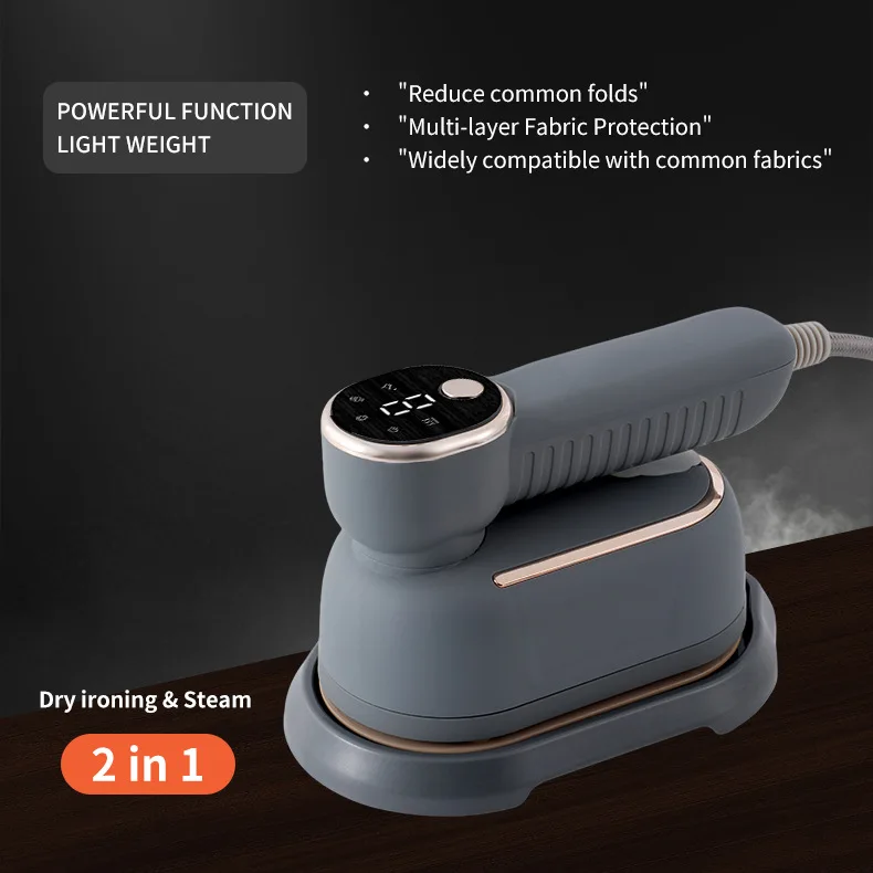 Handheld Steam Iron Foldable Garment Steamer 1200W Power Portable 3 Speed Steamer LCD Display Touch Screen Rotary Electric Iron