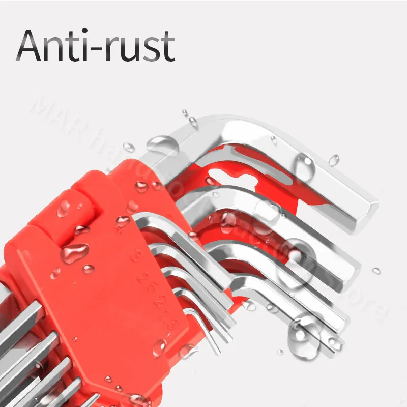 Hex Key Set 9Pcs Metric Allen Wrench Set L Wrench Anti-rust Hex Key Double-End Portable Home Repair Tool 1.5-10mm Key Ball End