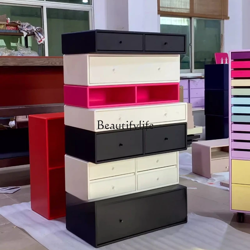 

Black and white stacked chest cabinet storage locker Internet celebrity same colorful custom medieval