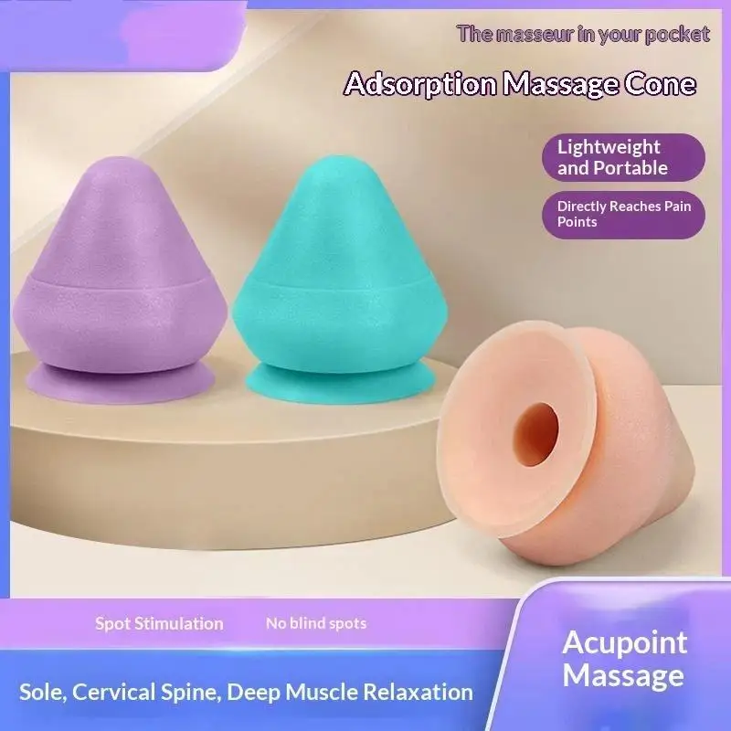 Adsorption Type Silicone Fascia Ball Massage Cone Portable Plantar Lumbar Back Shoulder Neck Whole Body Meridian Point Massager