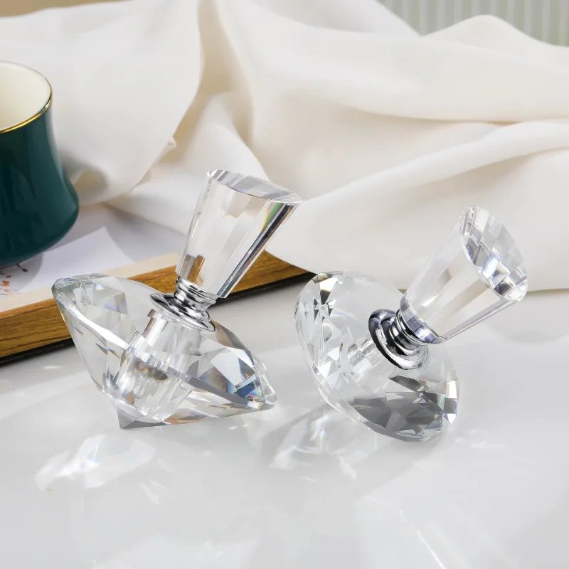 Crystal Glass Emulsion Dispensing Bottle Diamond Shape Perfume Bottle Clear Glass Container Home Bathroom Ornament Birthday Gift