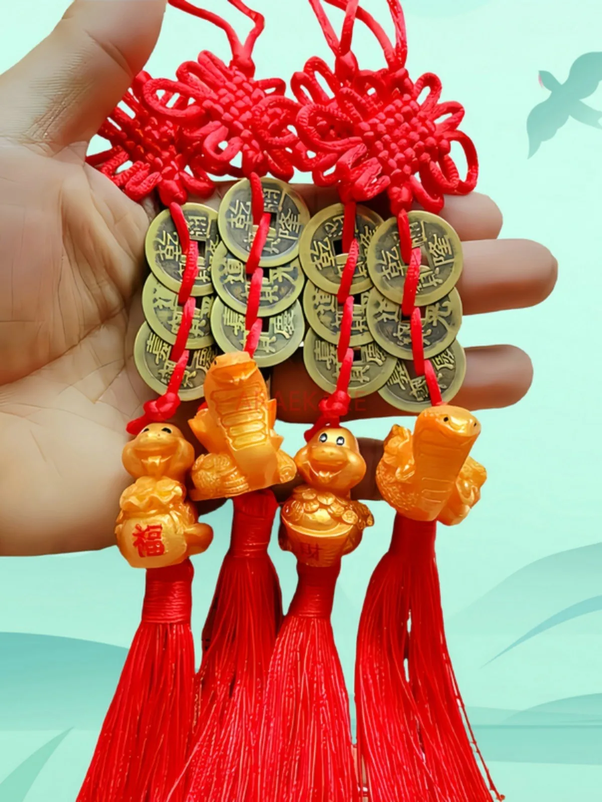 1 pz decorazioni per il capodanno cinese, ciondoli portafortuna serpente nappe rosse appese decorazione anno lunare appeso