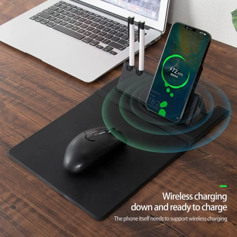 Wireless Charger Pad 15 W Pen Storage Fast Induction with Mouse Pad QI Standard Folding Wireless Charger