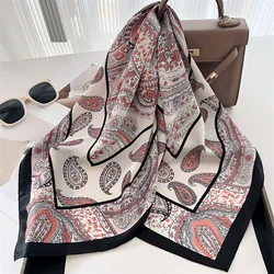 2024 Luxury Satin Silk Scarf Square Leopard Print Women Shawl Headband Small Hair Scarves Female Handkerchief