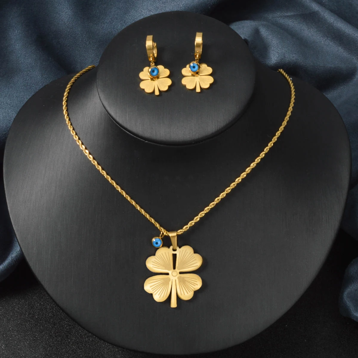

Romantic Love Heart/Butterfly/4 Clover Leaf Necklace Earrings Set for Women Gold Plated Gift Idea Valentines Day Mother Day