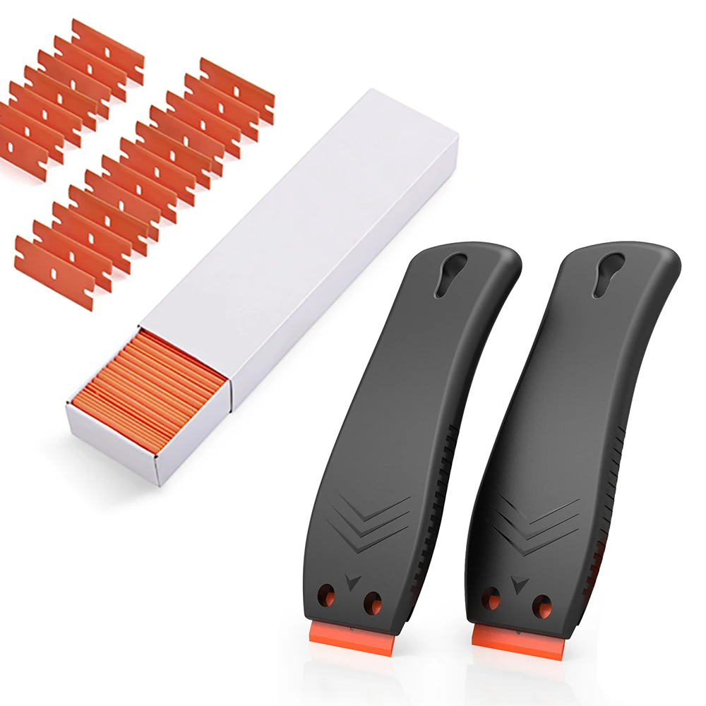FOSHIO Plastic Razor Cleaning Scraper For Removing Car Adhesive Sticker Label Tint Film Window Glass Safety Blade Squeegee Tool