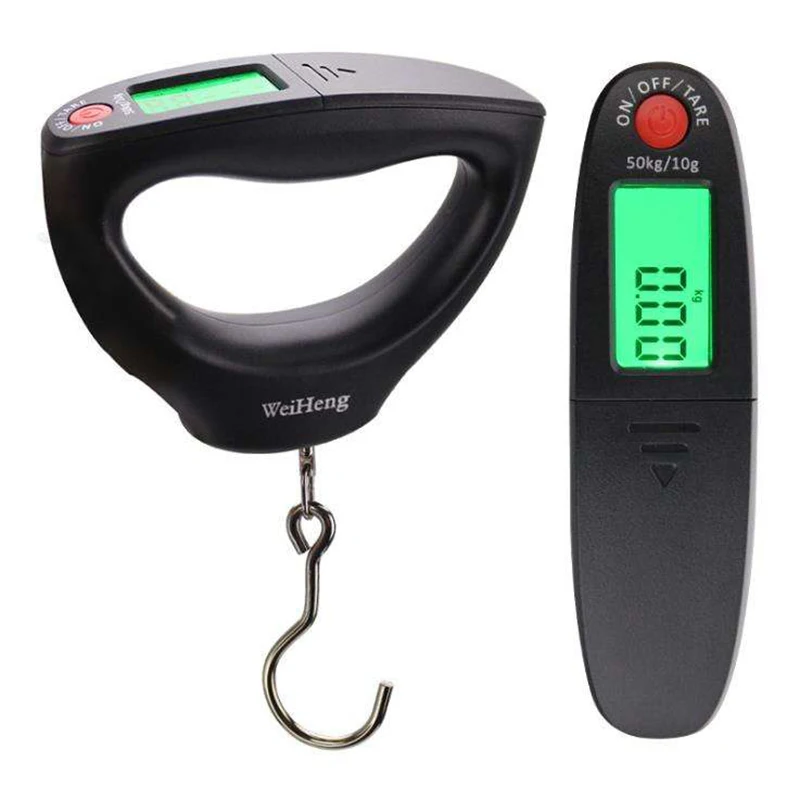 WEIHENG 50kg spring hanging weighting fishing electronic fish scale with lcd mini pocket scale digital