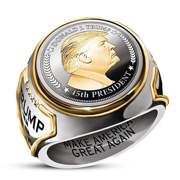 Cheap Ring Fashion Usa President Trump Ring Most Recent Jewelry Silver Gold Color American President Men'S Cool Biker Ring