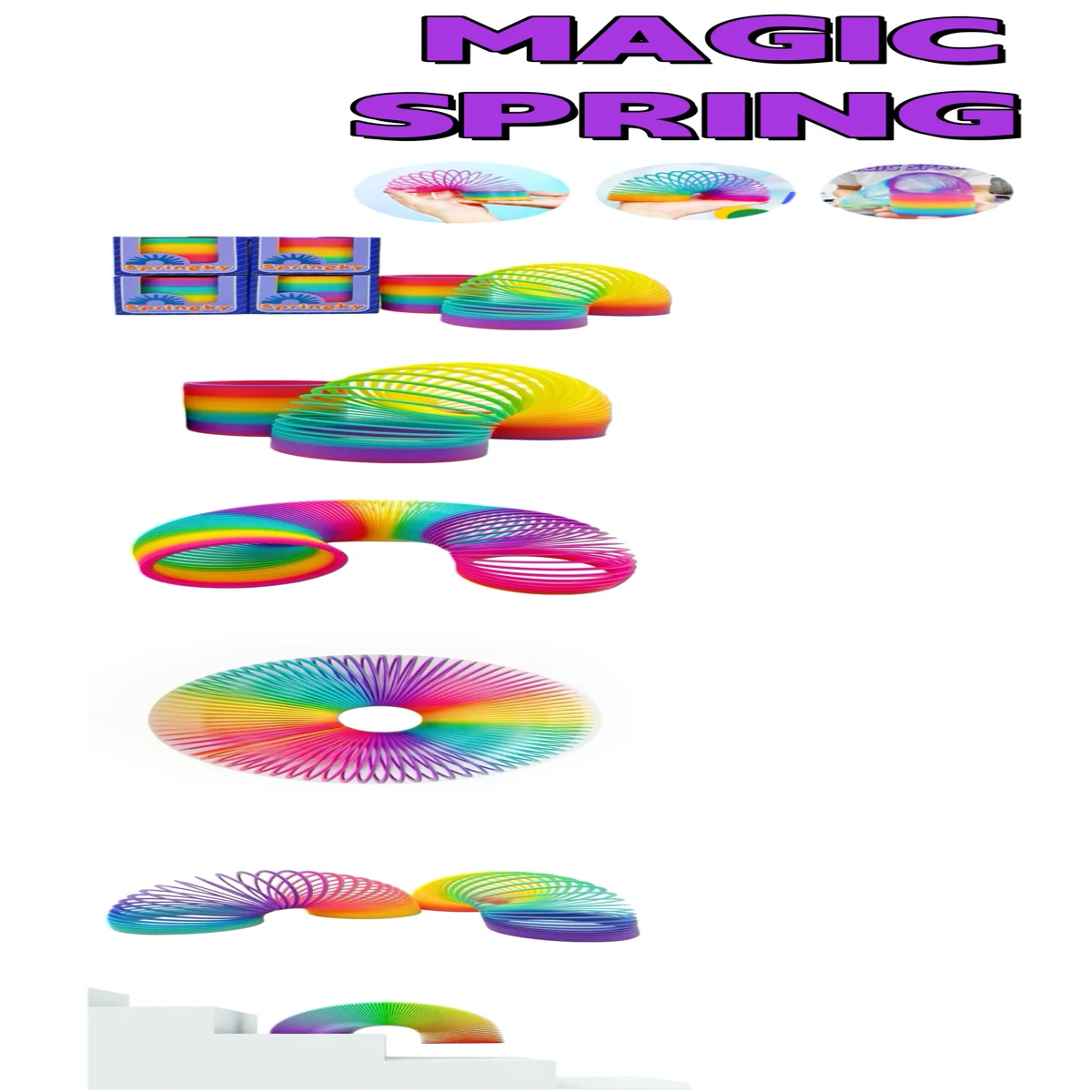 Rainbow Circle Creatief speelgoed voor kinderen Materiaal Spring Coil Magic Party Fun Opvouwbaar Party Funny Tool Kleurrijke elastische pennenhouder