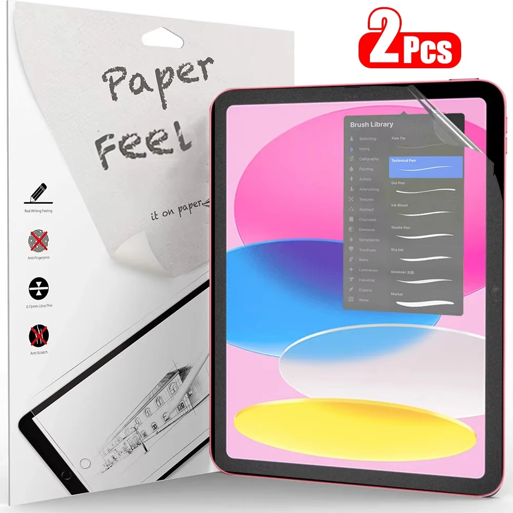 

2 шт. бумажная защитная пленка для экрана iPad 10 10th Pro 13 M4 12.9 2025 Air 11 5 4 M3 M2 A16 9-го поколения Mini 6 7 без стекла